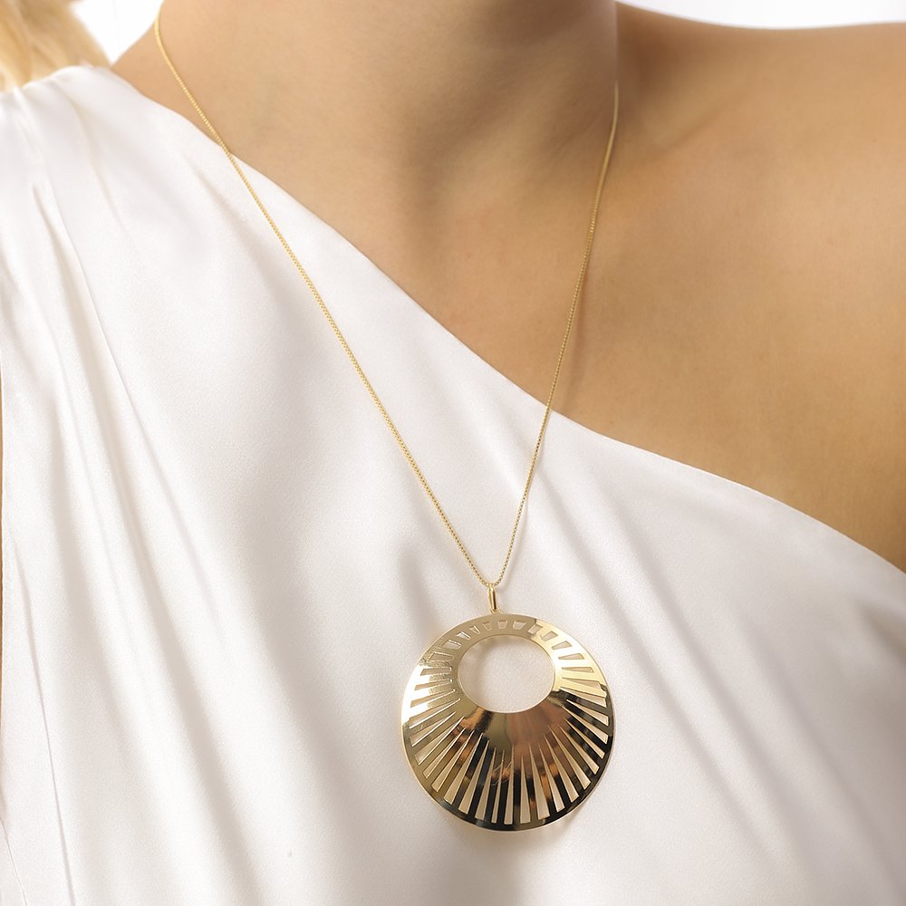 Cls-3424-Fo Colar Com Pingente Detalhado Liso (50cm+5cm).