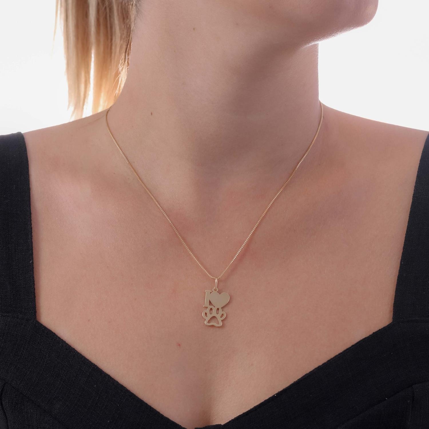 Cls-3543-Fo Colar Com Pingente De Patinha (45cm+5cm).