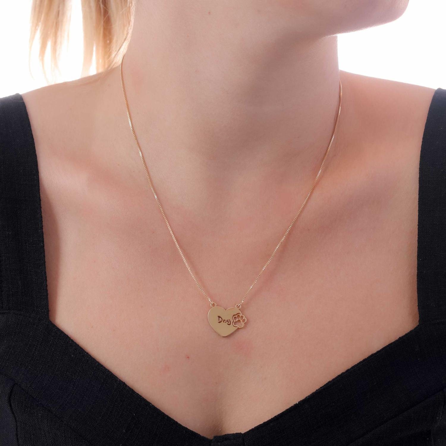 Cls-3613-Fo Colar Com Pingente De Coração De Coração Escrito Dog Com Patinha (21x21cm+5cm).