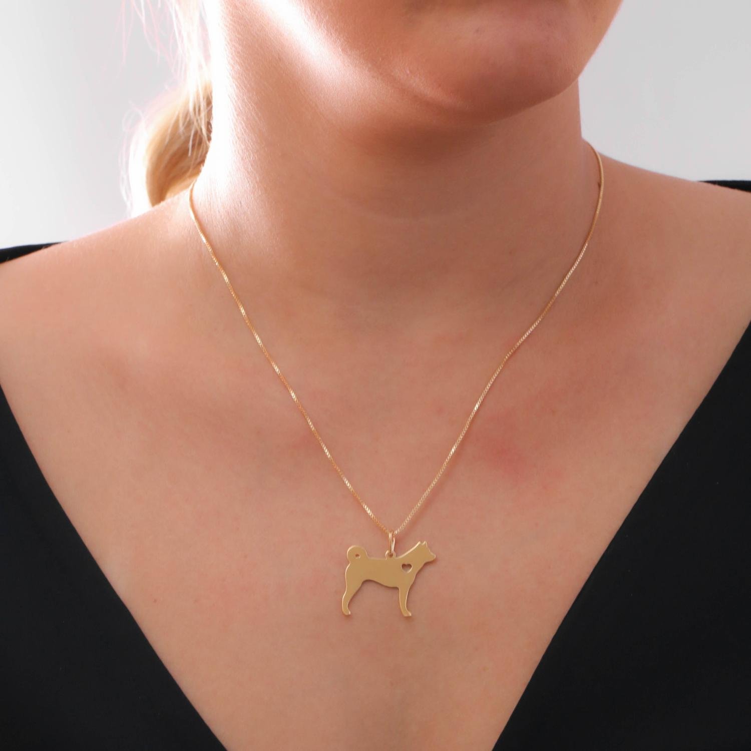 Cls-4035-Fo Colar Com Pingente De Cachorro - Akita Inu (45cm+5cm).