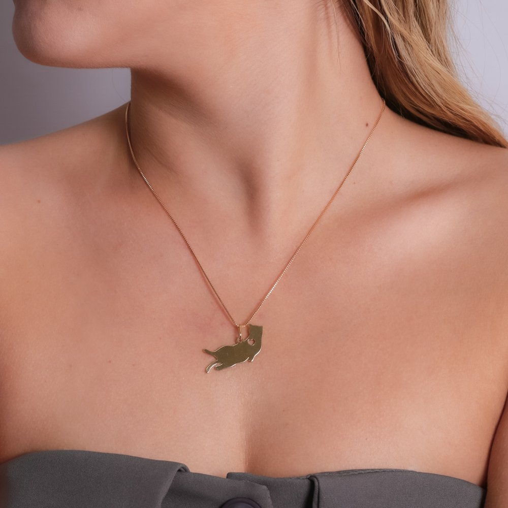 Cls-4054-Fo Colar De Gato Com Coração Vazado (45cm+5cm).