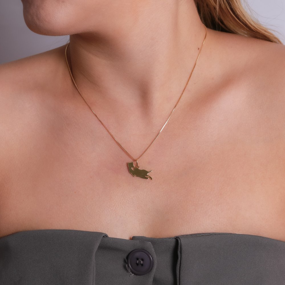 Cls-4106-Fo Colar De Gato Com Coração Vazado (45cm+5cm).