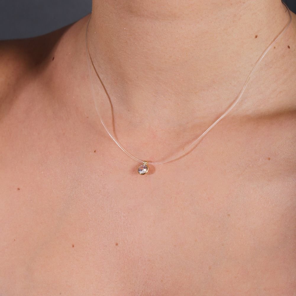 Clt-1190-Fo Colar Choker Nylon Ponto de Luz (40cm)