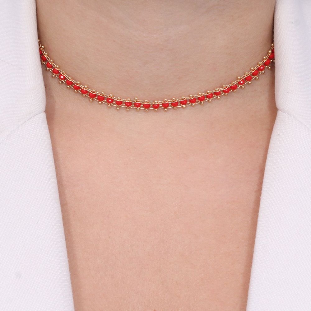 Clt-1602-Fo (32cm+10cm) Chocker Com Bolinhas Preta