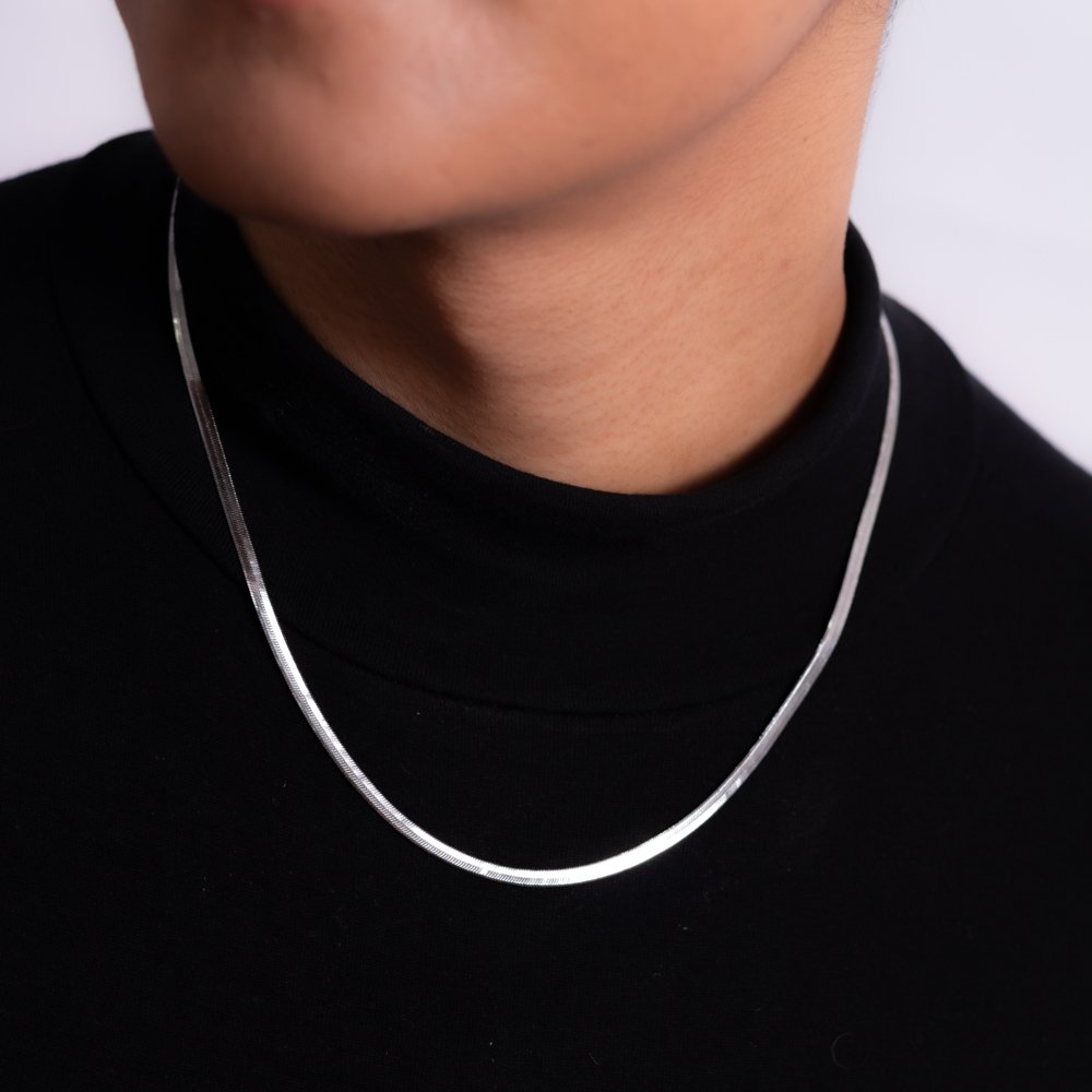 Clt-1632-Rd Choker Corrente Laminada - Ródio Branco (32cm+10cm).
