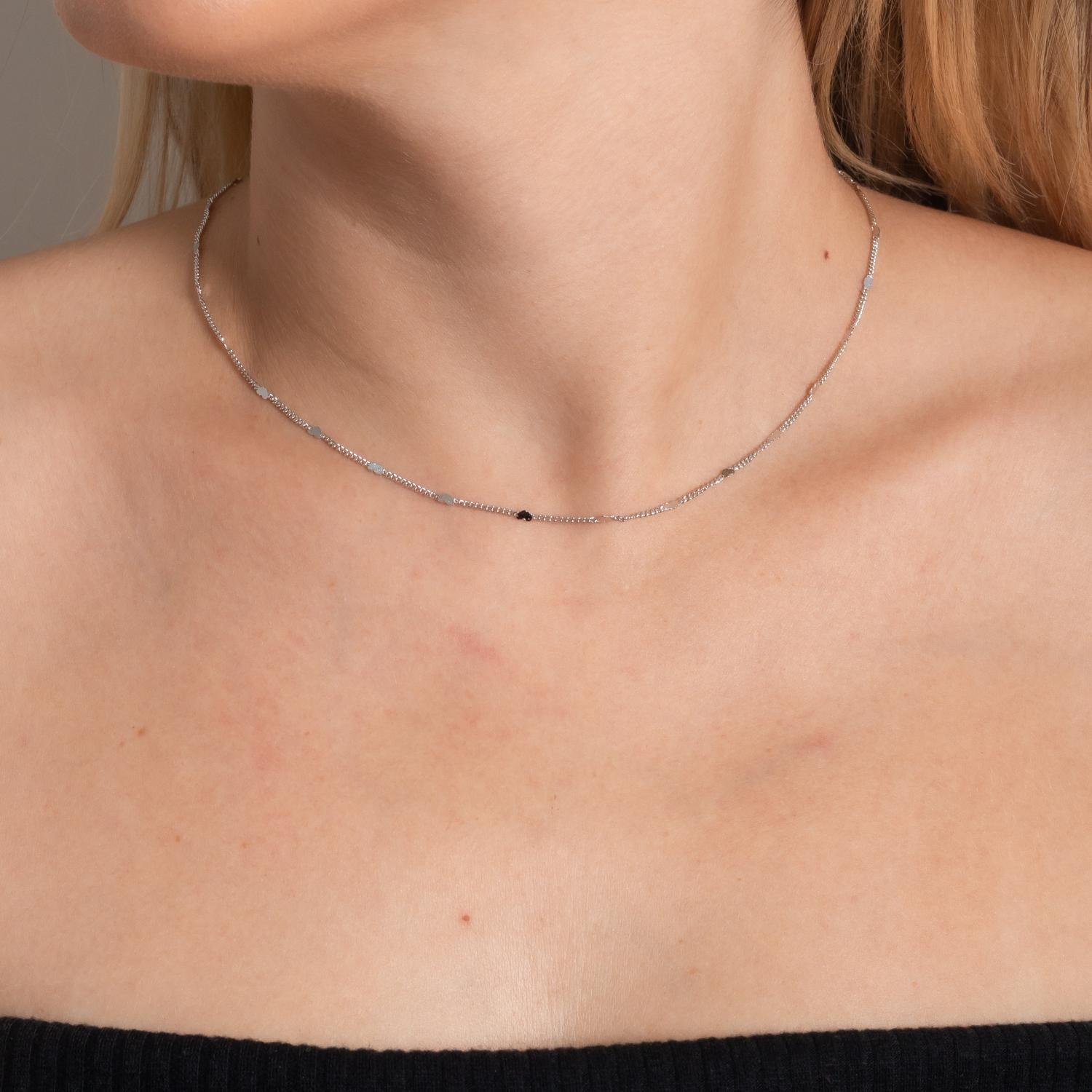 Clt-1762-Rd Choker Mini Corações - Ródio Branco (32cm+10cm).