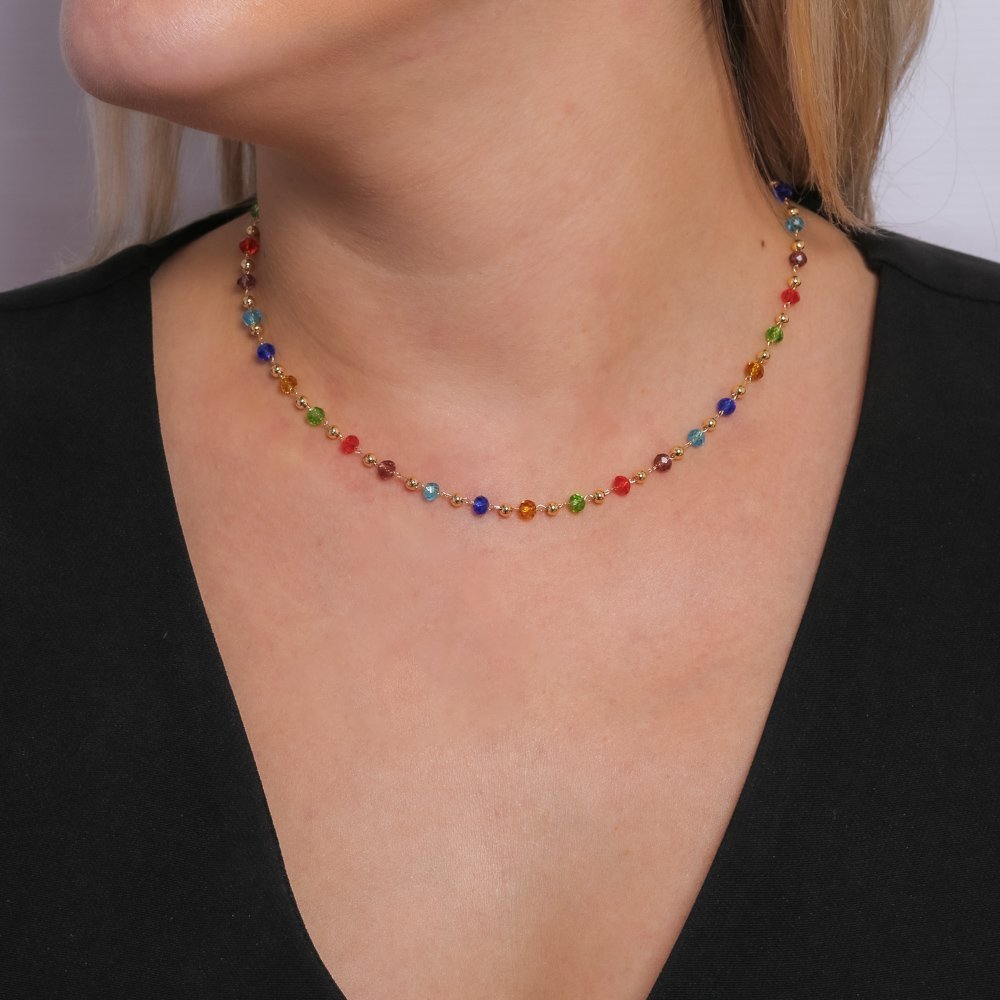 Clt-1972-Fo 32cm+10cm Chocker Bolinhas Coloridas