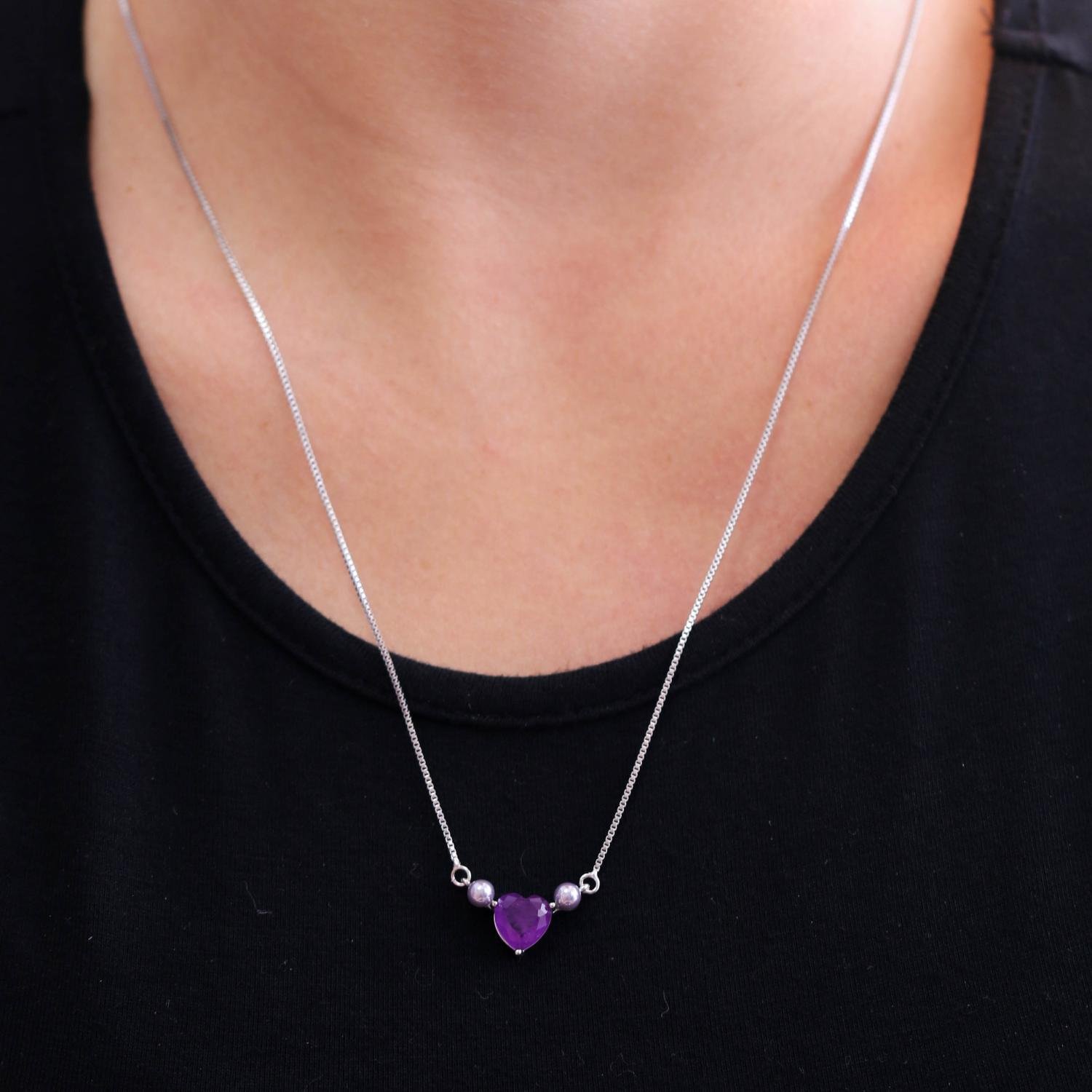 Clt-2271-Rd Colar Coração Roxo