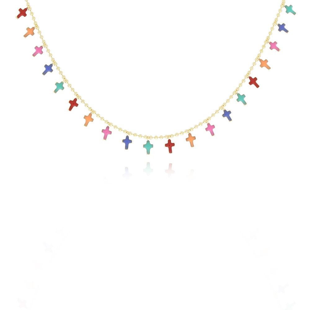 Clt-2347-Fo (30cm+10cm) Chocker Com Cruz Resinadas