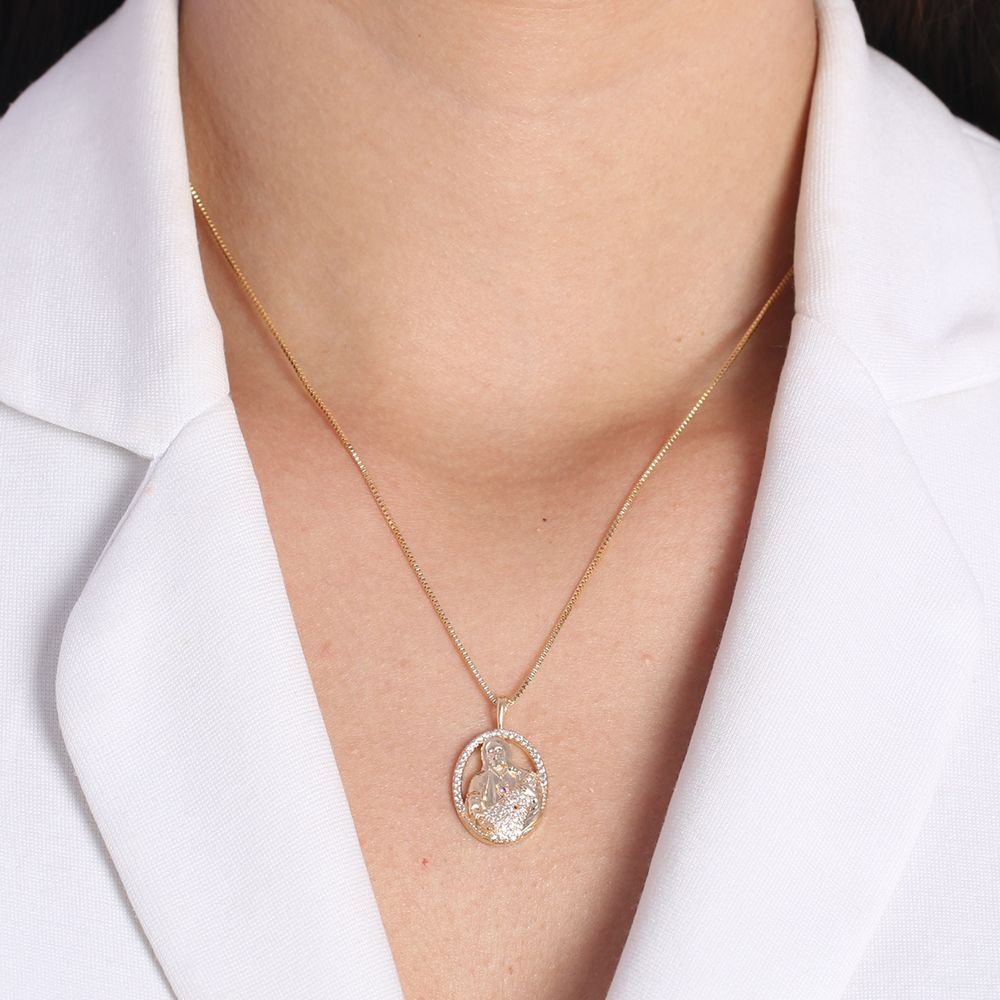 Clt-2404-Fo (45cm) Colar Com Pingente De Nossa Sra. Do Bom Parto