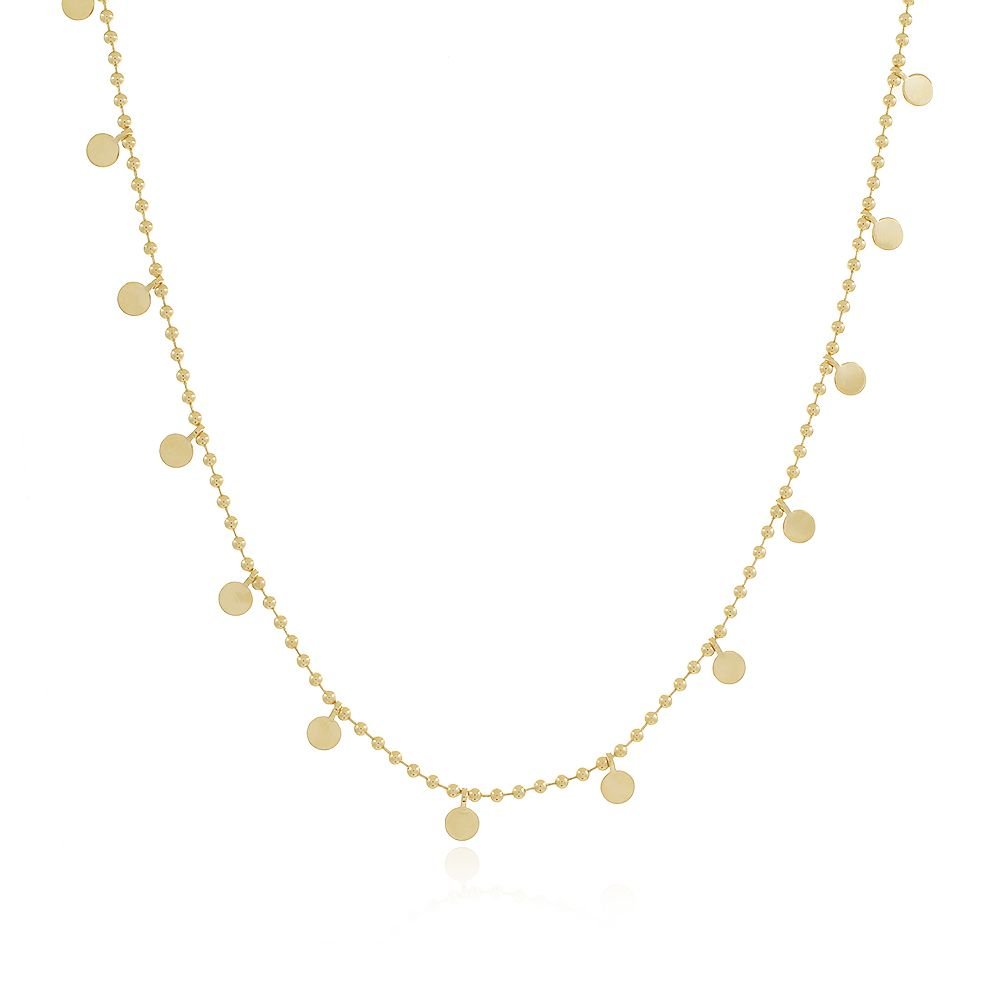 Clt-2775-Fo (32cm+10cm) Choker De Bolinhas E Mini Medalhinhas