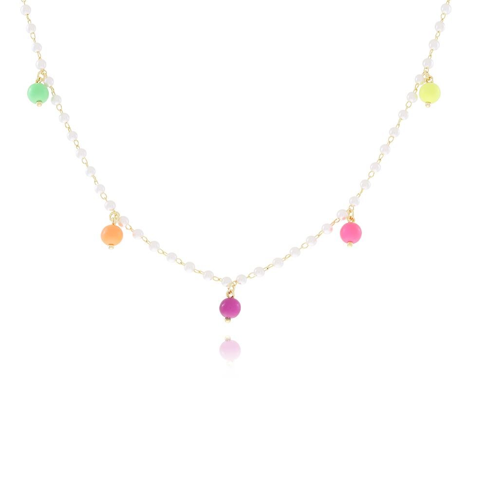 Clt-3000-Fo 30cm+10cm Colar Chocker De Pérolas Com Bolinhas