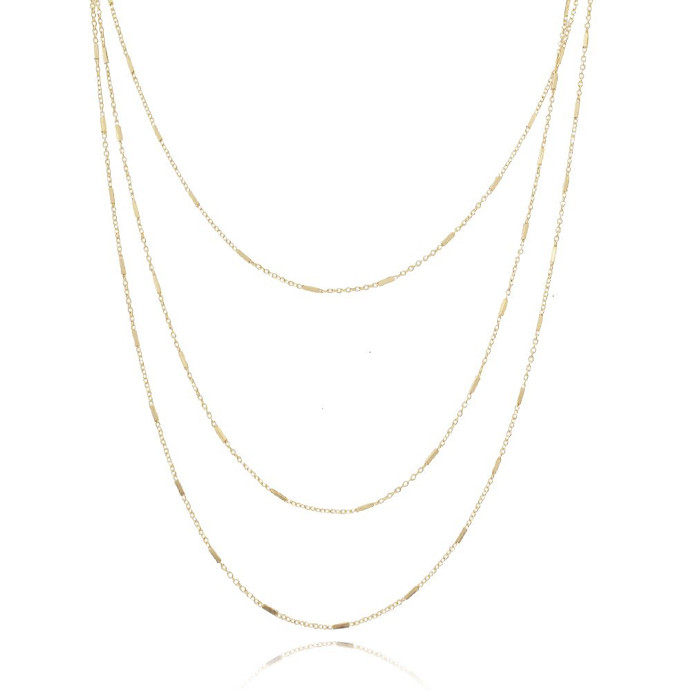 Clt-3081-Fo Colar Triplo Detalhado 45cm/ 50cm/ 60cm + 5cm Ext