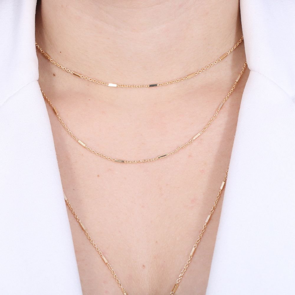 Clt-3081-Fo Colar Triplo Detalhado 45cm/ 50cm/ 60cm + 5cm Ext