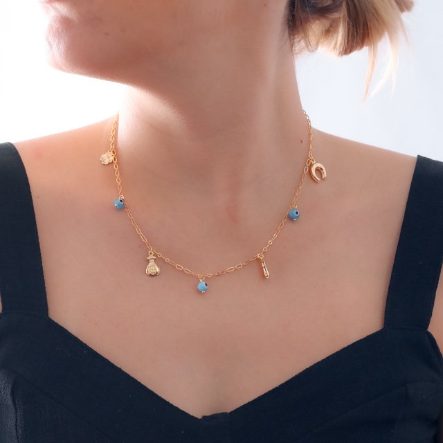 Clt-3087-Fo - Colar Chocker Mix Proteção (32cm+10cm).