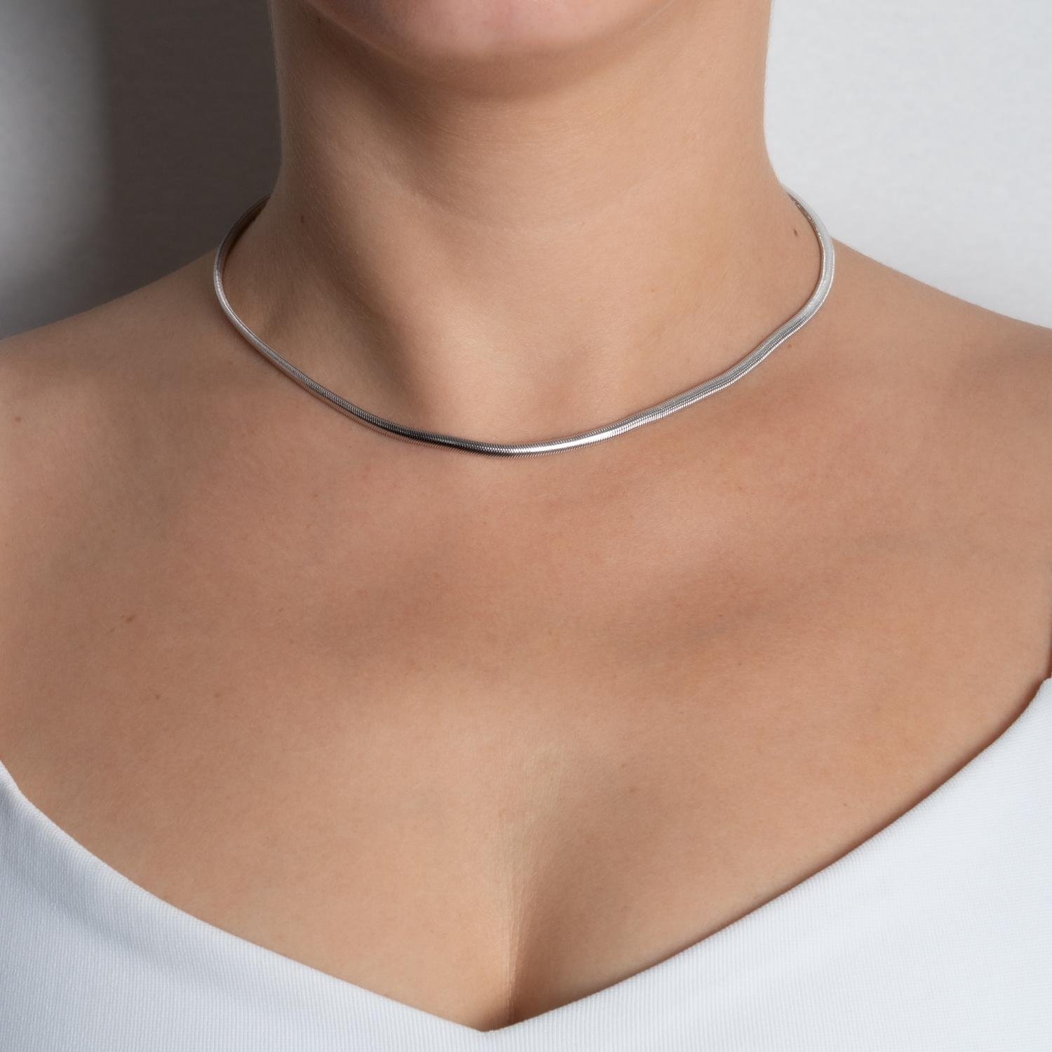 Clt-3088-Rd Choker Lacraia - Ródio Branco (32cm+10cm).