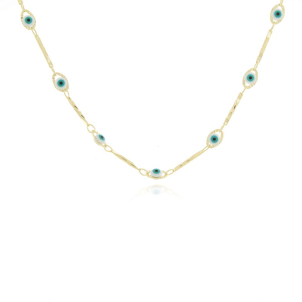  Clt-3097-Fo Colar Choker Palito E Olho Grego
