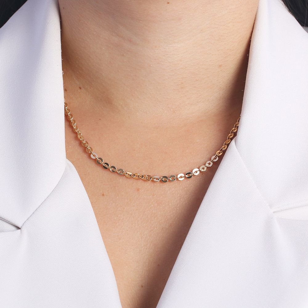 Clt-3170-Fo (30cm+10cm) Choker De Mini Elos