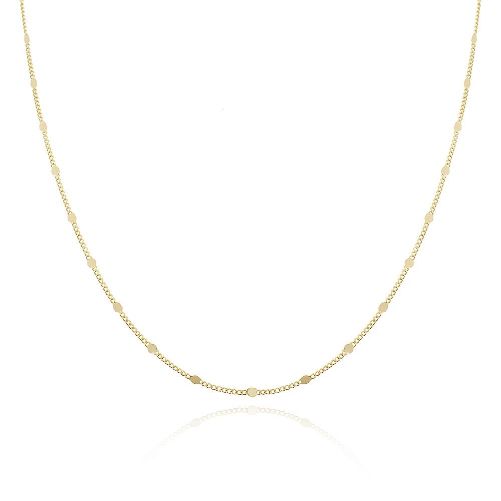 Clt-3181-Fo Colar Com Mini Bolinhas Achatadas (50cm+5cm)