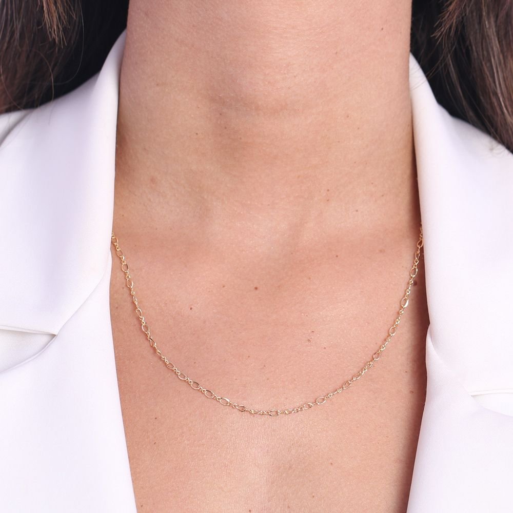 Clt-3344-Fo 60cm+5cm Colar Elos Vazados