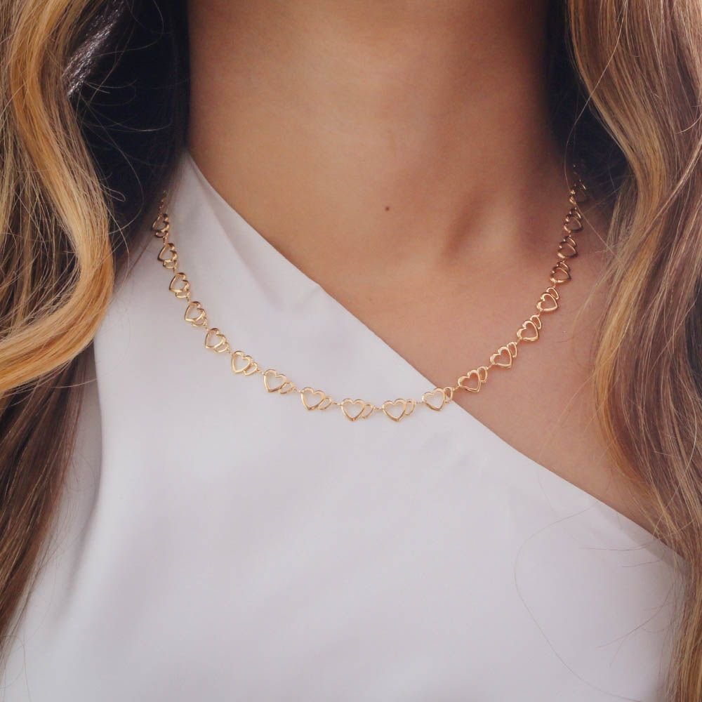Clt-3419-Fo (35cm+10cm) Choker De Corações
