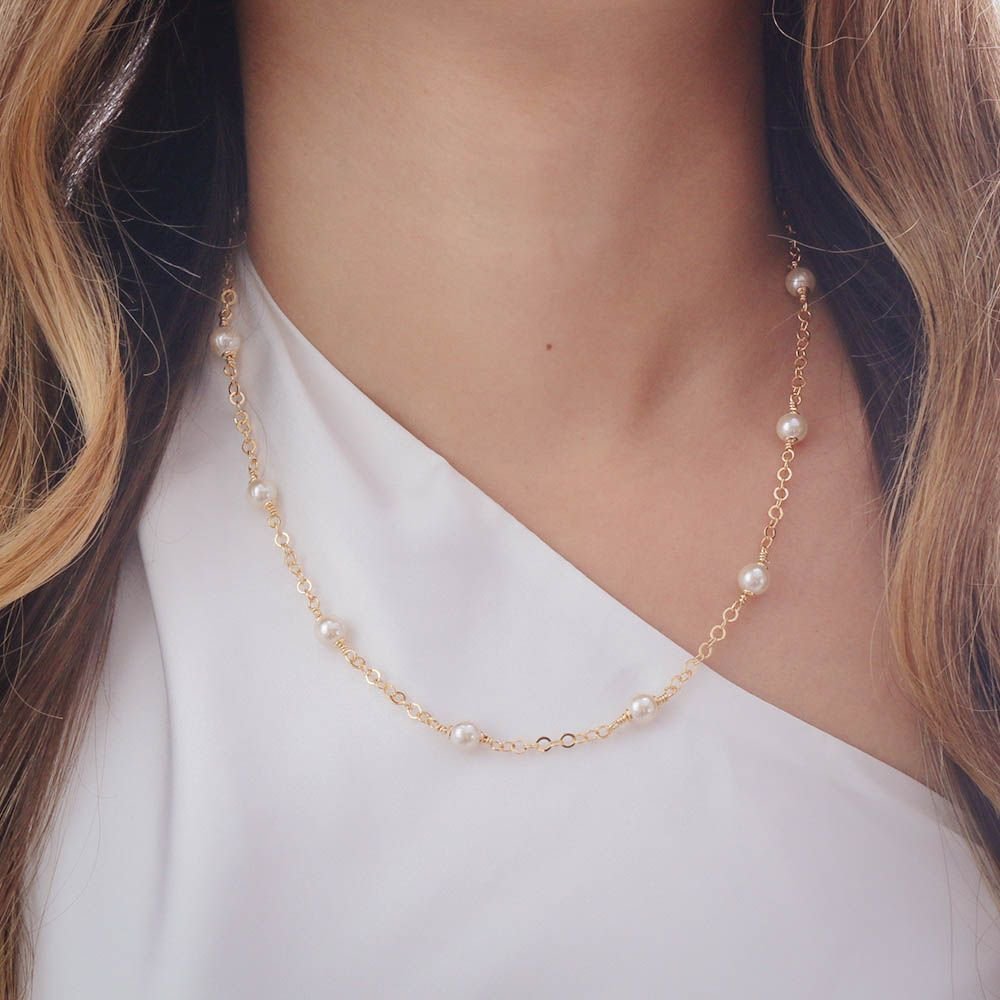 Clt-3427-Fo (35cm+10cm) Choker De Pérolas