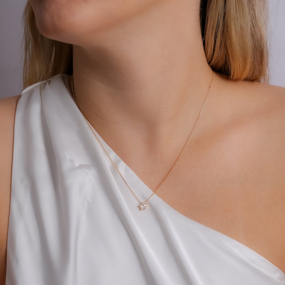 Clt-5002-Fo (40cm+5cm) Colar Com Ponto De Luz De Estrela