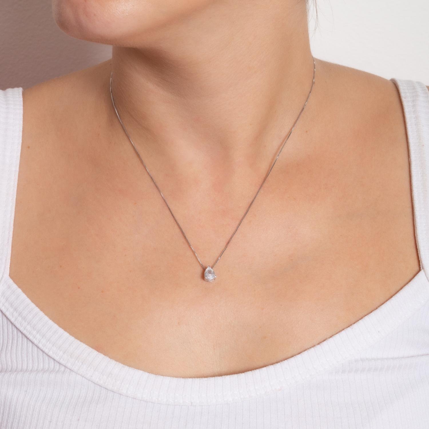 Clt-5009-Rd Colar De Gota Cravejada (40cm+5cm)