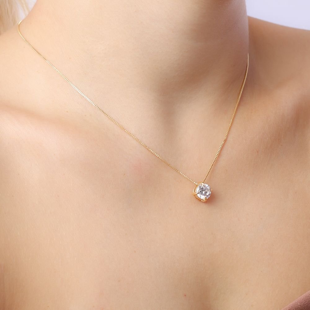 Clt-5013-Fo (40cm+5cm) Colar Com Ponto De Luz Cristal.