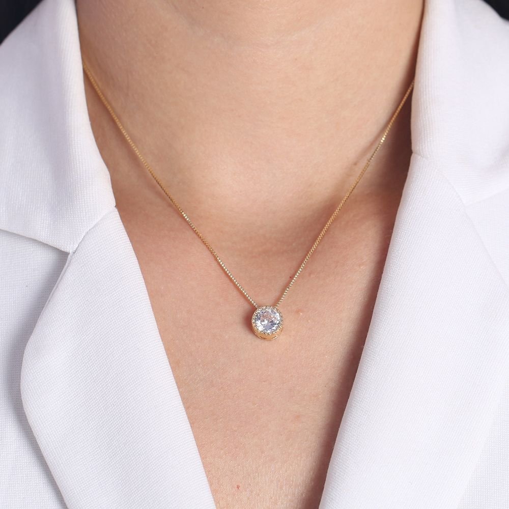 Clt-5016-Fo (40cm+5cm) Colar Com Ponto De Luz Cristal