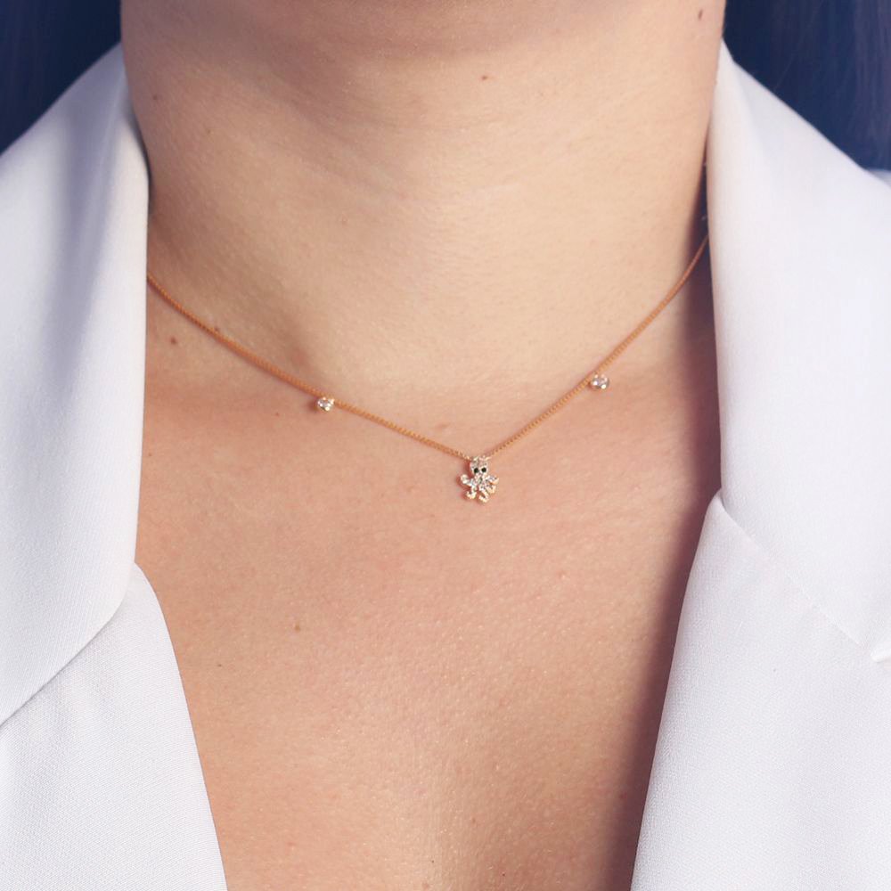 Clt-5040-Fo - Colar Chocker Polvo Cravejado E Ponto De Luz
