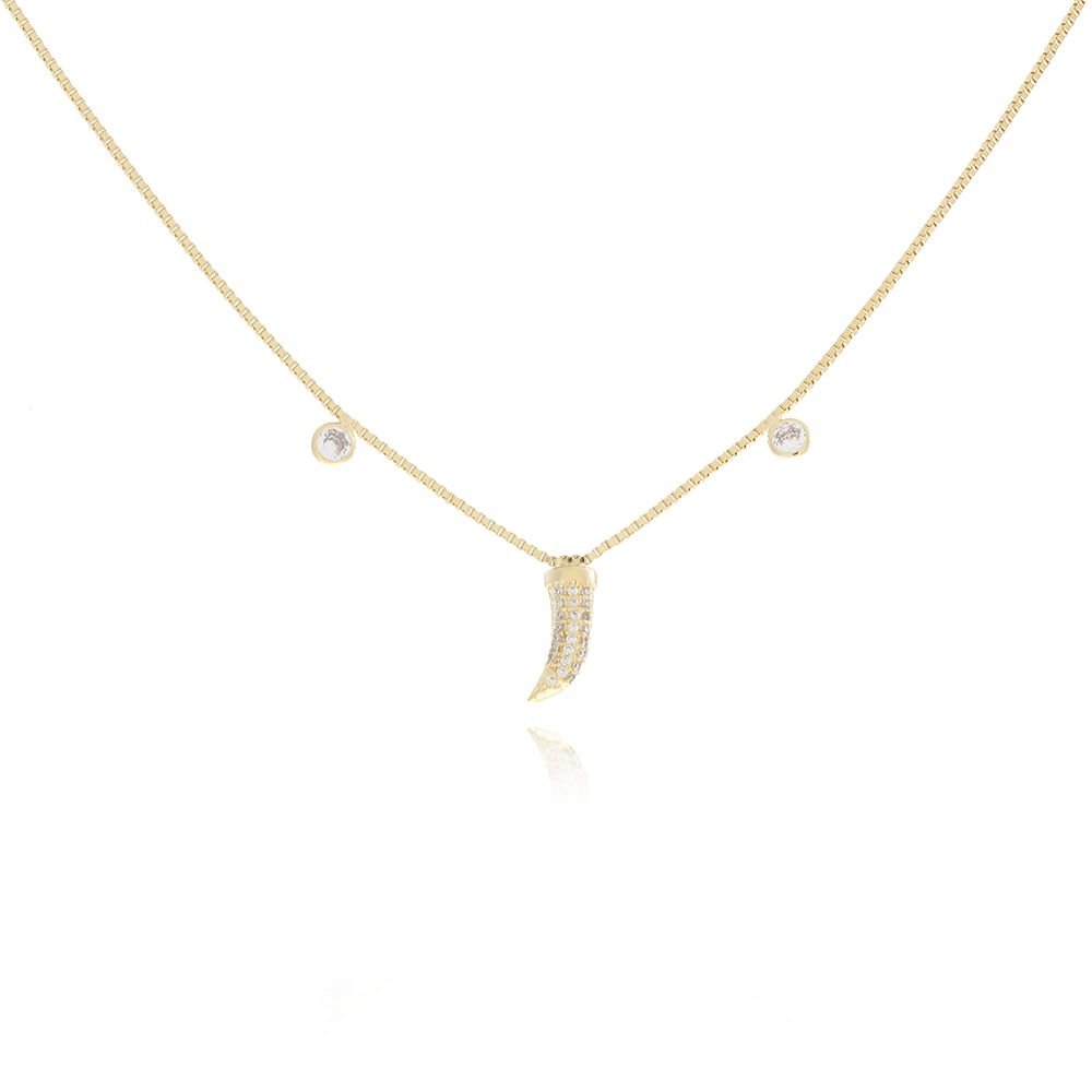 Clt-5042-Fo - Colar Chocker Dente De Sabre Cravejado