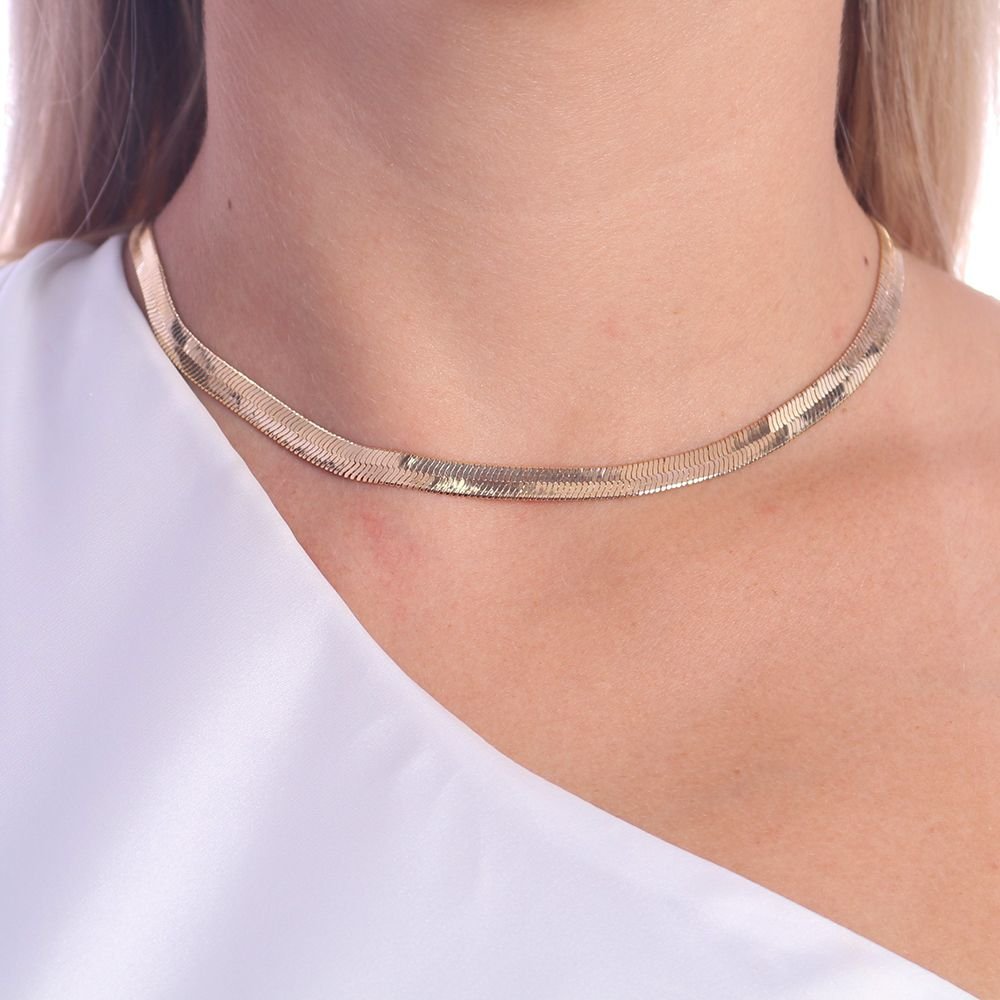 Clt-5130-Fo (32cm+10cm) Choker Malha Laminada (6mm)