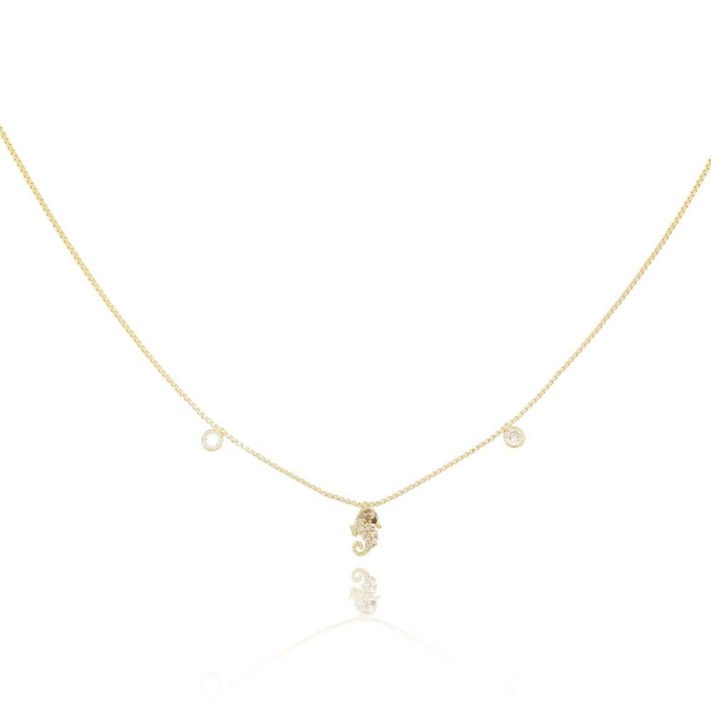 Clt-5152-Fo Chocker Cavalo Marinho + Ponto De Luz (35cm+5cm)