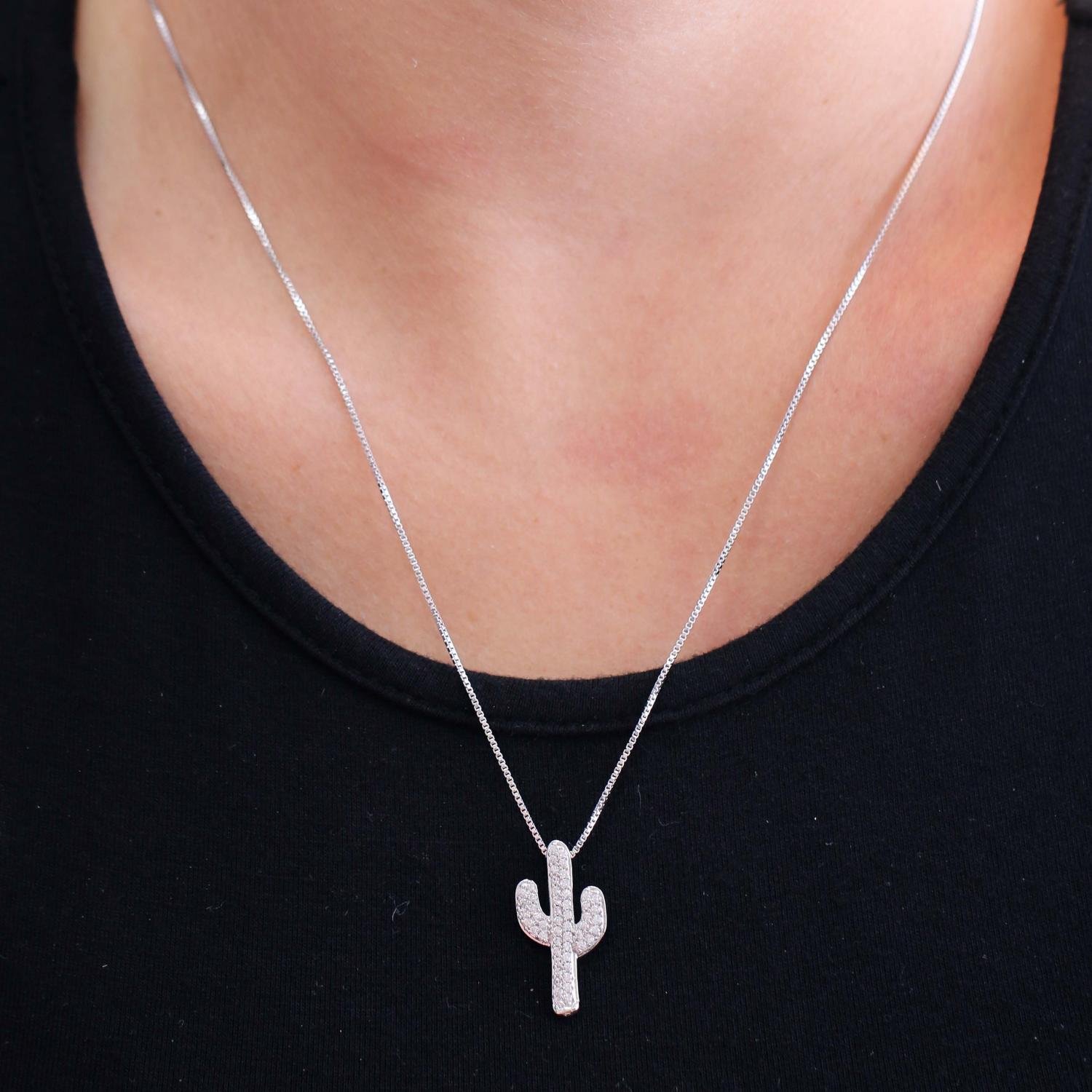 Clt-5198-Rd 45cm+5cm Colar Cacto Cravejado