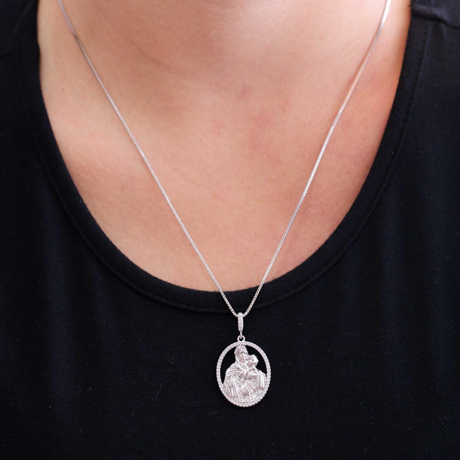 Clt-5203-Rd 45cm+5cm Colar Medalha Vazada Santo Antônio