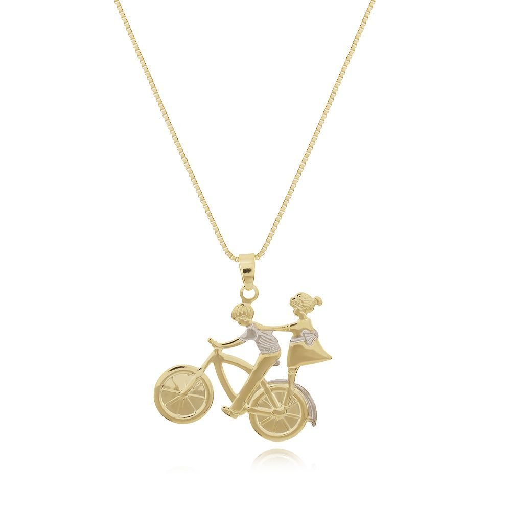 Clt-5253-Fo-C/Ródio Colar Namorados (40cm+5cm)