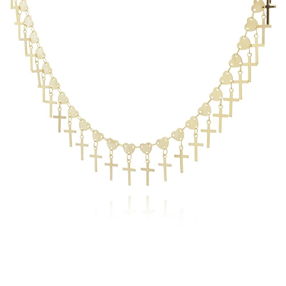 Clt-5383-Fo Chocker Cruz E Corações (32cm+10cm)