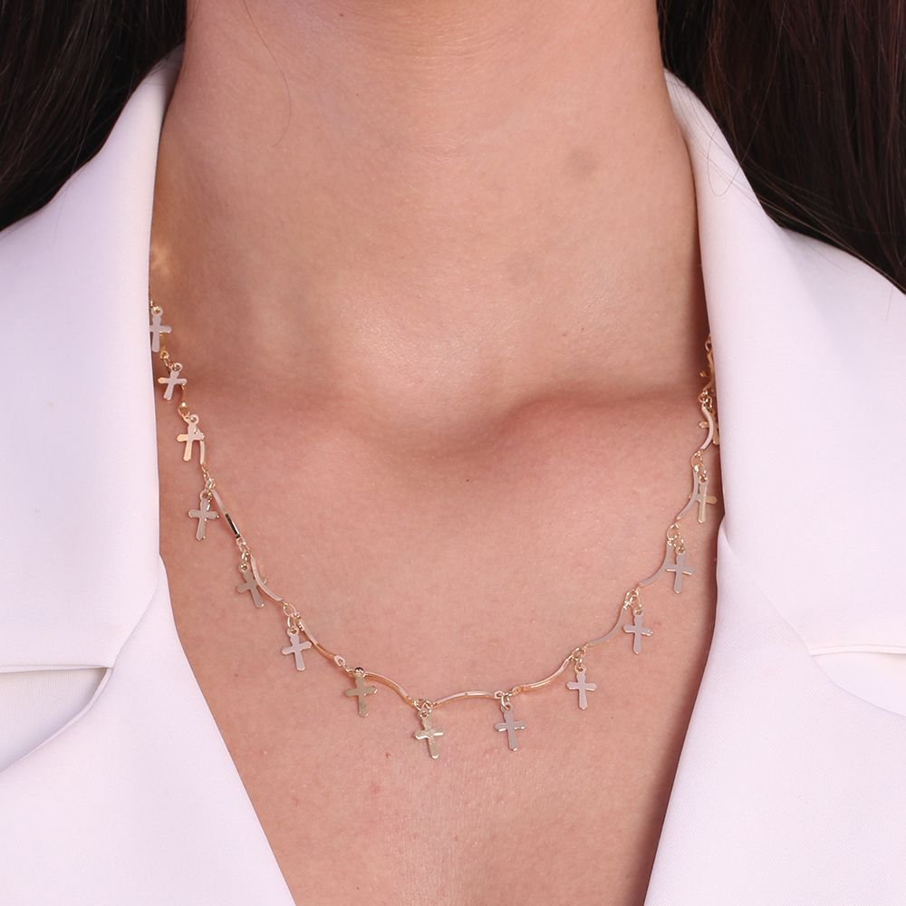 Clt-5384-Fo Colar De Cruz (50cm+5cm)