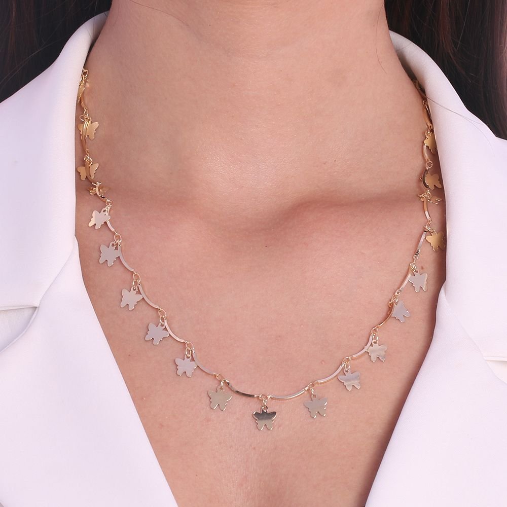 Clt-5391-Fo Colar Com Borboletas (50cm+5cm)