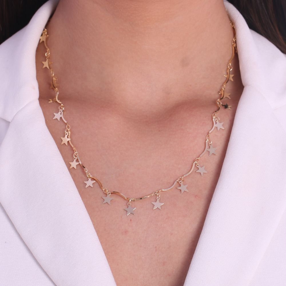 Clt-5395-Fo 50cm+5cm Colar Com Estrelas