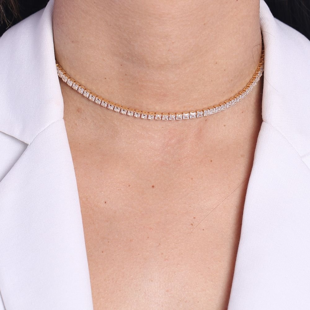 Clt-5420-Fo (30cm+10cm) Choker Riviera Cristal