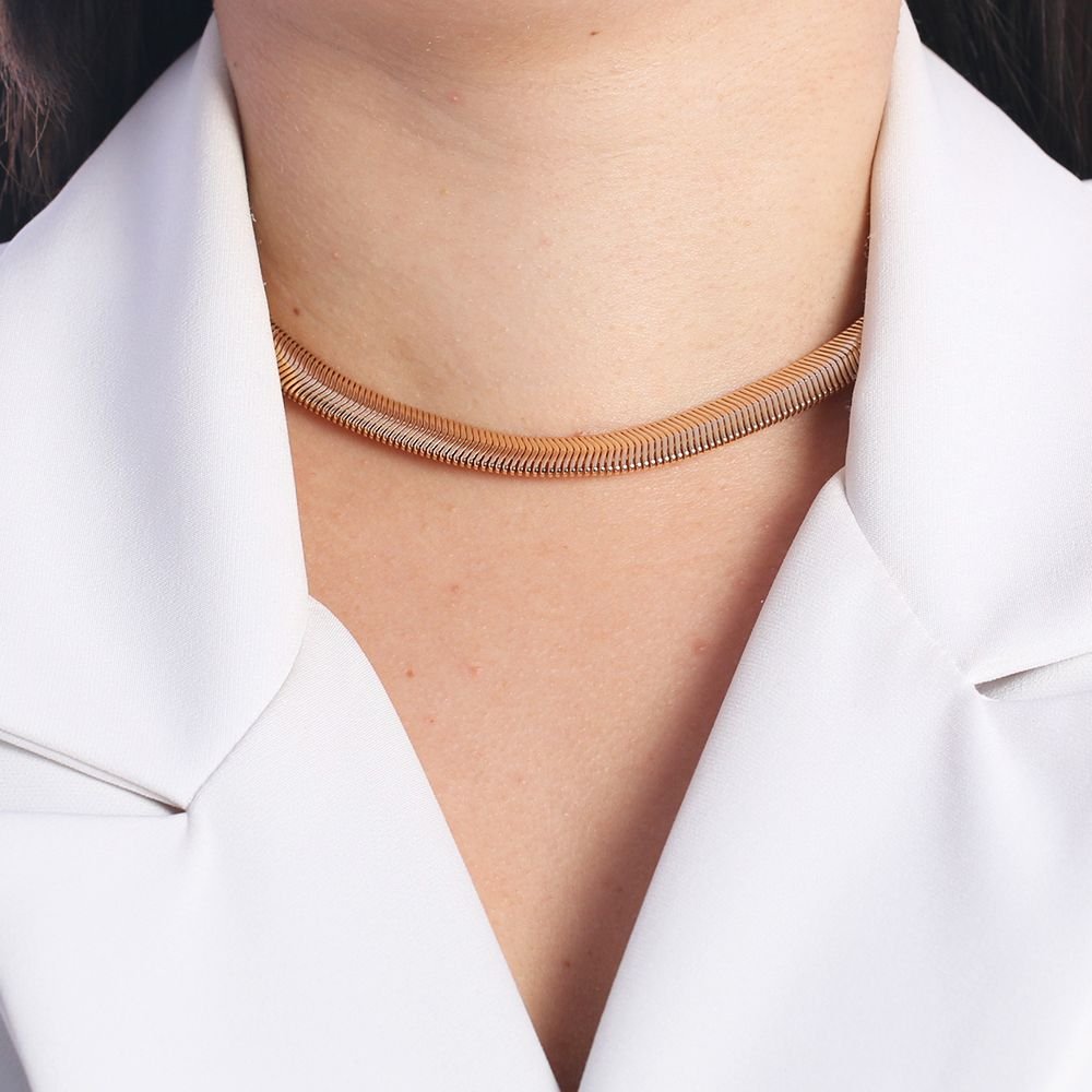Clt-5455-Fo (32cm+10cm) Choker De Malha Grossa (8mm)