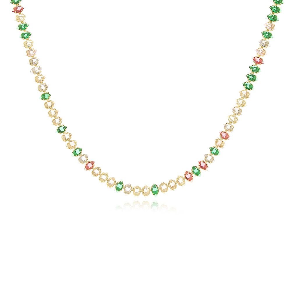 Clt-5496-Fo (32cm+10cm) Choker De Riviera Navete Cristal (3x6mm)