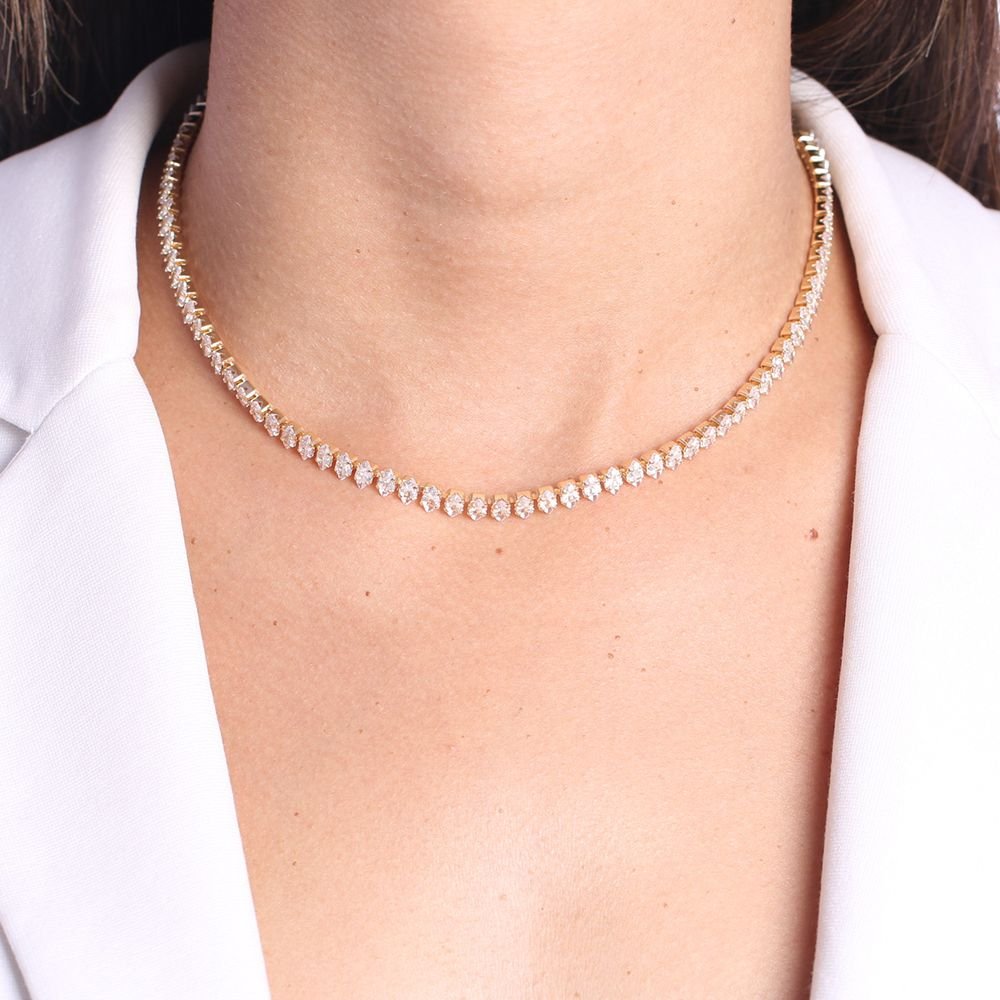Clt-5496-Fo (32cm+10cm) Choker De Riviera Navete Cristal (3x6mm)