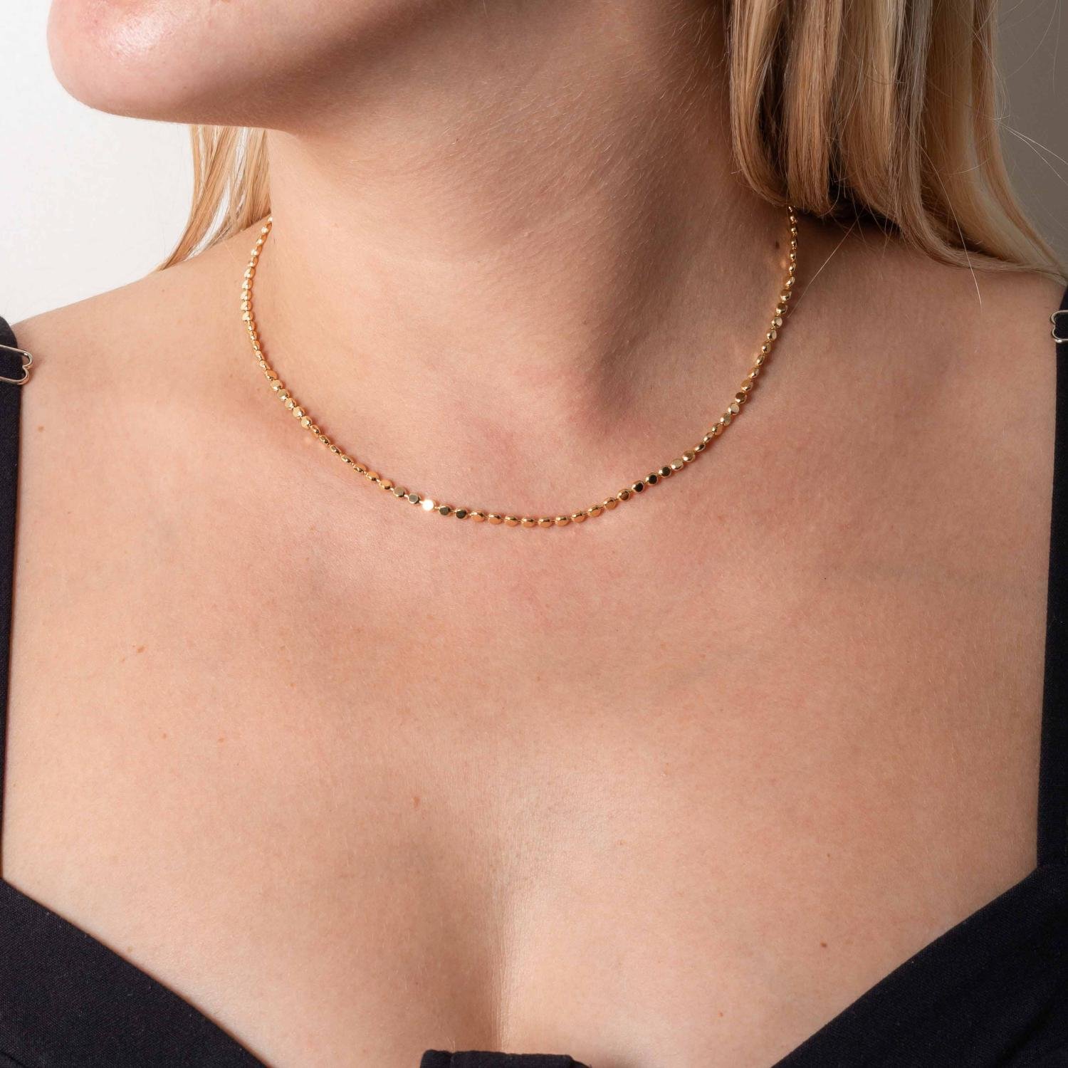 Clt-5527-Fo (32cm+10cm) Choker De Mini Medalhinhas (2.5mm)