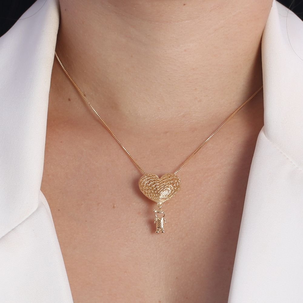 Clt-5533-Fo (45cm+5cm) Colar De Coração Com Um Menino
