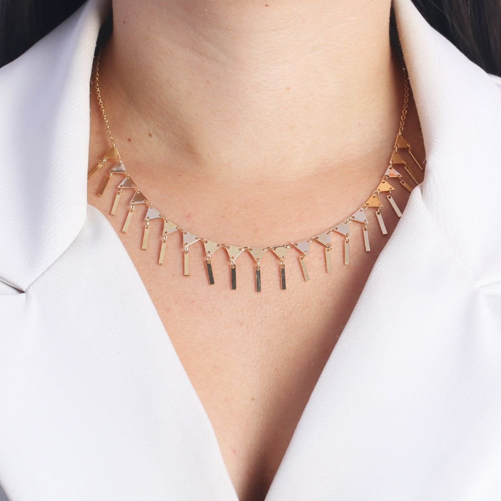 Clt-5538-Fo (32cm+10cm) Choker Com Pingentes Detalhados