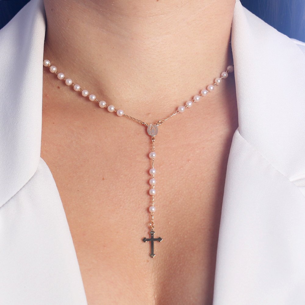 Clt-5541-Fo (50cm) Terço Nossa Senhora Das Graças Com Pérolas