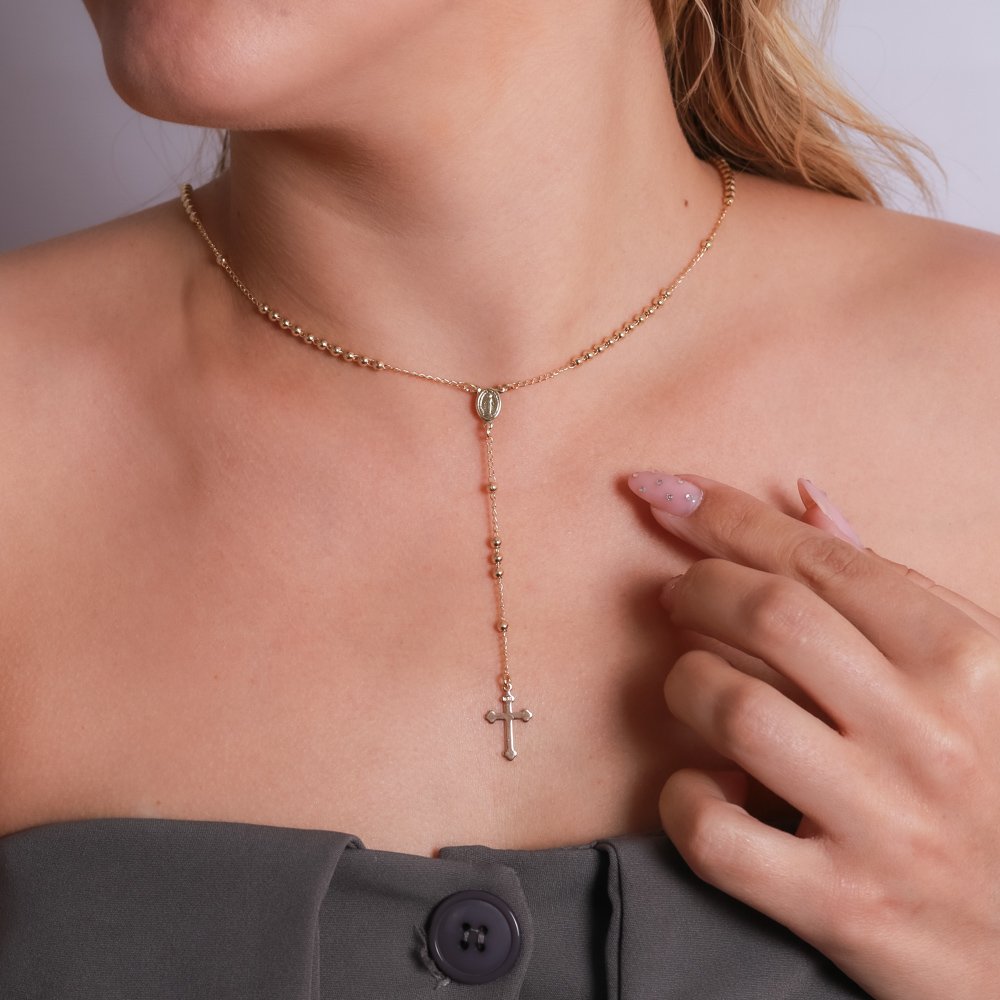 Clt-5542-Fo (50cm) Terço Nossa Senhora Das Graças Com Bolinhas